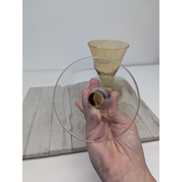 Southern Living Arlington Amber Handblown Crystal Wine Glasses Goblets Set of 2 - Picture 10 of 11